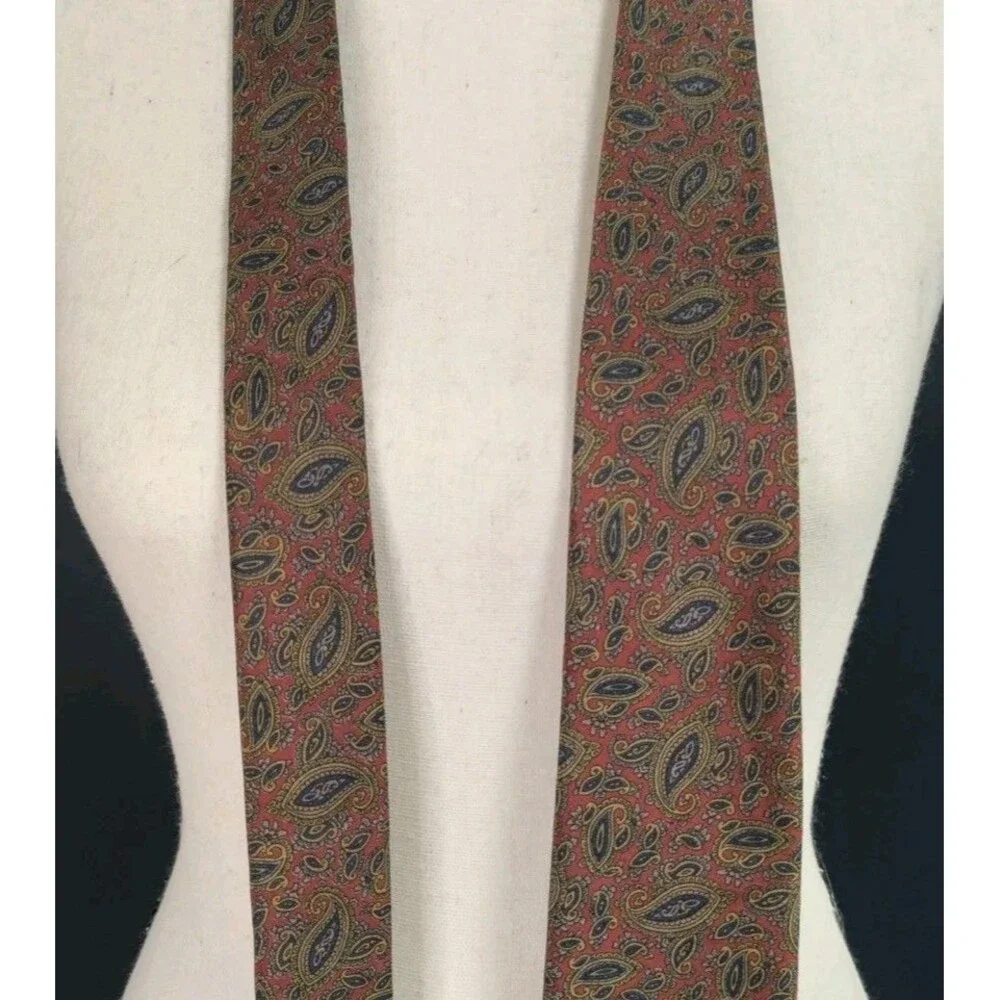 Vintage Bert Pulitzer Tie Wool Silk Blend Red Blue Paisley Made In USA Necktie